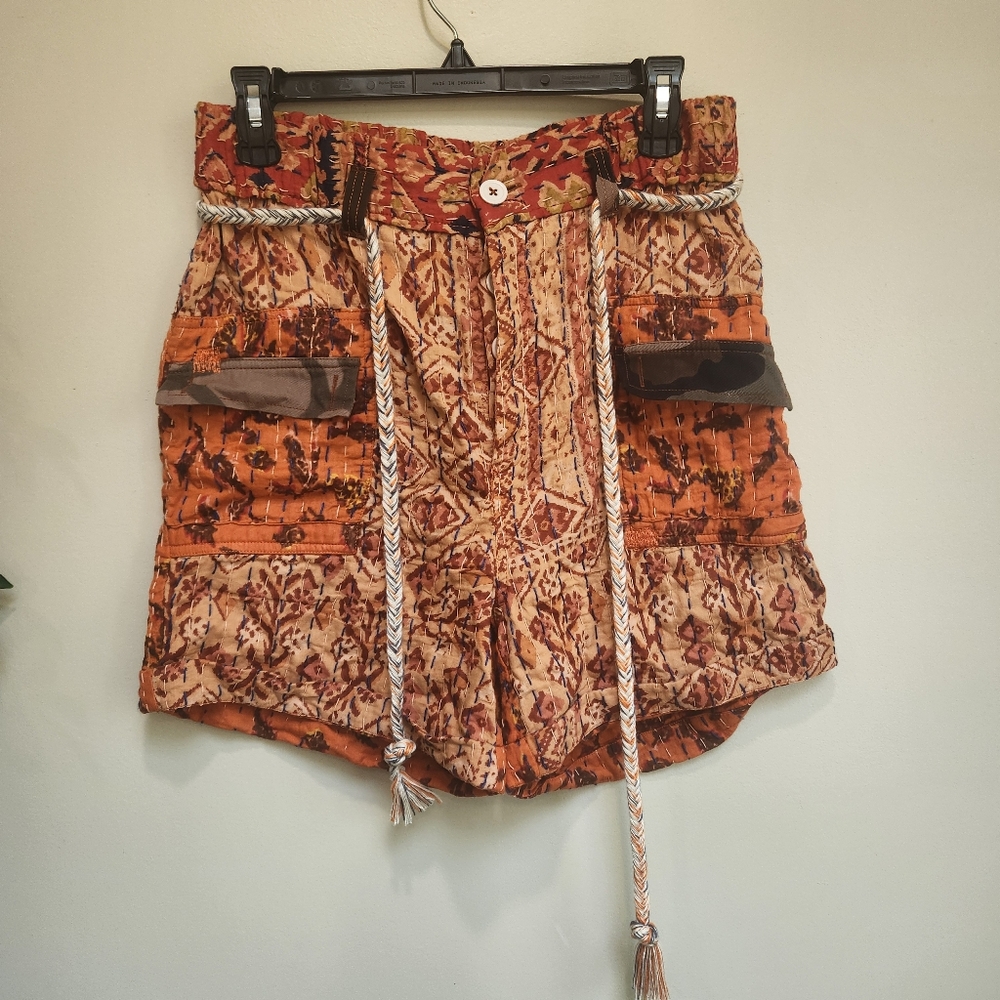 Free People Orange Patterned Women Shorts